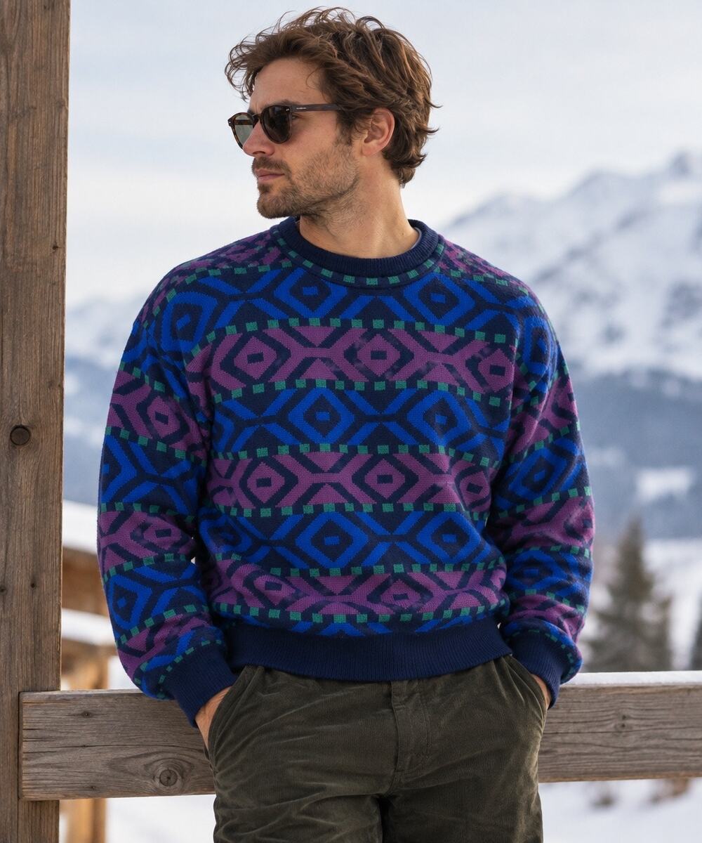 Vintage Dale of Norway Chawo 100% Wool Geometric Nordic Ski Sweater Size Small